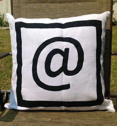 30% OFF At Symbol Pillow Monogram18" x18" Black and White Decorative Pillow IN STOCK