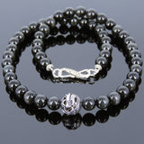 Men's Women Black Obsidian 925 Sterling Silver Necklace Dragon Bead Gemstone DiyNoion Handmade NK113