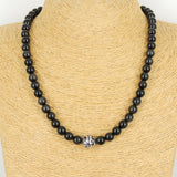 Men's Women Black Obsidian 925 Sterling Silver Necklace Dragon Bead Gemstone DiyNoion Handmade NK113