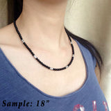 Men's Women Bright Black Onyx Sterling Silver Necklace Gemstone Beads Clasp DiyNoion Handmade NK114