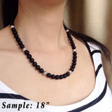 Men's Women Matte Black Onyx Sterling Silver Necklace Gemstone 925 Spacers Clasp DiyNoion Handmade NK115