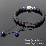 Men's Women Lava Rock Lapis Adjustable Braided Bracelet Tibetan Silver Sakyamuni Buddha Head Bead Buddhism DiyNotion T213