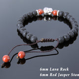 Men's Women Lava Rock Red Jasper Stone Adjustable Braided Bracelet Tibetan Silver Sakyamuni Buddha Head Bead Buddhism DiyNotion T218
