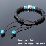 Men's Women Lava Rock Enhanced Turquoise Adjustable Braided Bracelet Tibetan Silver Sakyamuni Buddha Head Bead Buddhism DiyNotion T219