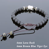 Men's Women Lava Rock Brown Blue Tiger Eye Adjustable Braided Bracelet Tibetan Silver Sakyamuni Buddha Head Bead Buddhism DiyNotion T220