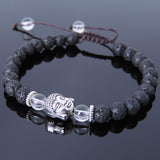 Men's Women Lava Rock White Crystal Adjustable Braided Bracelet Tibetan Silver Sakyamuni Buddha Head Bead Buddhism DiyNotion T222