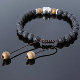 Men's Women Lava Rock Agarwood Adjustable Braided Bracelet Tibetan Silver Sakyamuni Buddha Head Bead Buddhism DiyNotion T225
