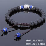 Men's Women Lava Rock Lapis Adjustable Braided Bracelet Tibetan Silver Sakyamuni Buddha Head Bead Buddhism DiyNotion T226
