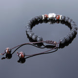 Men's Women Lava Rock Red Tiger Eye Adjustable Braided Bracelet Tibetan Silver Sakyamuni Buddha Head Bead Buddhism DiyNotion T228