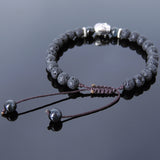 Men's Women Lava Rock Blue Tiger Eye Adjustable Braided Bracelet Tibetan Silver Sakyamuni Buddha Head Bead Buddhism DiyNotion T229