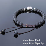 Men's Women Lava Rock Blue Tiger Eye Adjustable Braided Bracelet Tibetan Silver Sakyamuni Buddha Head Bead Buddhism DiyNotion T229