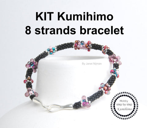 Kumihimo KIT pattern tutorial bracelet 8 Strands, Sterling Silver clasp included!