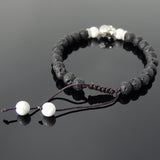Men's Women Lava Rock White Howlite Adjustable Braided Bracelet Tibetan Silver Sakyamuni Buddha Head Bead Buddhism DiyNotion T230