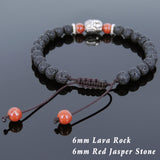 Men's Women Lava Rock Red Jasper Stone Adjustable Braided Bracelet Tibetan Silver Sakyamuni Buddha Head Bead Buddhism DiyNotion T231