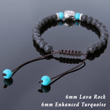 Men's Women Lava Rock Enhanced Turquoise Adjustable Braided Bracelet Tibetan Silver Sakyamuni Buddha Head Bead Buddhism DiyNotion T232