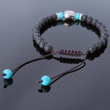 Men's Women Lava Rock Enhanced Turquoise Adjustable Braided Bracelet Tibetan Silver Sakyamuni Buddha Head Bead Buddhism DiyNotion T232
