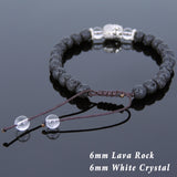 Men's Women Lava Rock White Crystal Adjustable Braided Bracelet Tibetan Silver Sakyamuni Buddha Head Bead Buddhism DiyNotion T235