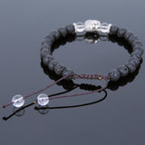 Men's Women Lava Rock White Crystal Adjustable Braided Bracelet Tibetan Silver Sakyamuni Buddha Head Bead Buddhism DiyNotion T235