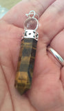 Tiger's Eye and Quartz Pendant - Sacral Chakra - Solar Plexus - Reiki - Capricorn - Energy Healing
