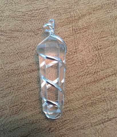 Clear Quartz Wrapped Pendant - 7th Chakra - Crown Chakra - Reiki - Energy Healing