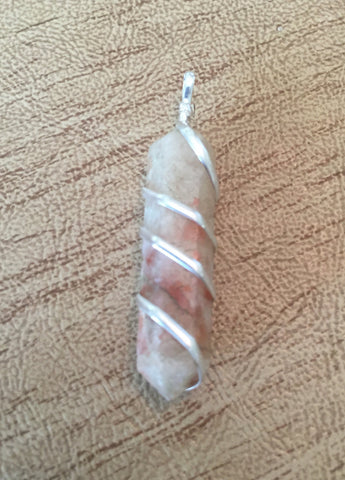 Sunstone Wrapped Pendant - Sacral Chakra - Reiki - Energy Healing