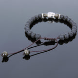 Men's Women Lava Rock Golden Obsidian Adjustable Braided Bracelet Tibetan Silver Sakyamuni Buddha Head Bead Buddhism DiyNotion T236