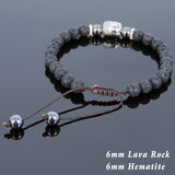 Men's Women Lava Rock Hematite Adjustable Braided Bracelet Tibetan Silver Sakyamuni Buddha Head Bead Buddhism DiyNotion T237