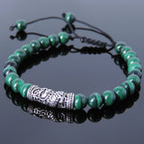 Men's Women Malachite Adjustable Braided Bracelet 925 Sterling Silver Dragon Charm DiyNotion BR787