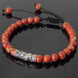 Men's Women Red Jasper Stone Adjustable Braided Bracelet 925 Sterling Silver Dragon Charm DiyNotion BR790