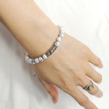 Men's Women White Howlite Adjustable Braided Bracelet 925 Sterling Silver Dragon Charm DiyNotion BR791