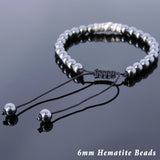 Men's Women Hematite Adjustable Braided Bracelet 925 Sterling Silver Dragon Charm DiyNotion BR794