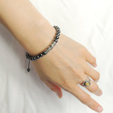 Men's Women Hematite Adjustable Braided Bracelet 925 Sterling Silver Dragon Charm DiyNotion BR794