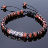 Men's Women Red Tiger Eye Adjustable Braided Bracelet 925 Sterling Silver Dragon Charm DiyNotion BR784
