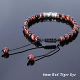 Men's Women Red Tiger Eye Adjustable Braided Bracelet 925 Sterling Silver Dragon Charm DiyNotion BR784