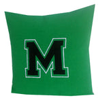 Green Decorative Throw Pillows, Green Embroidered Logo Pillows, Green Sofa Pillow case,  Personalized 16x16 Dorm Decor