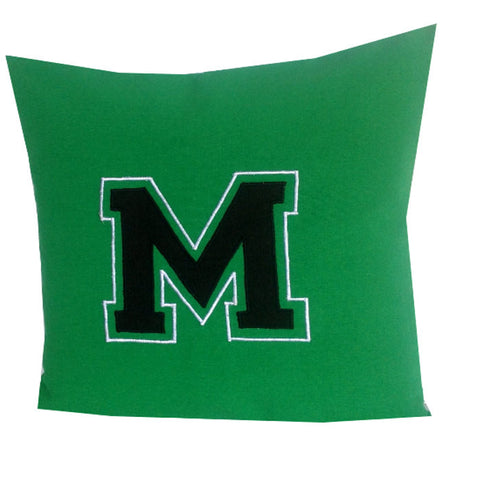 Green Decorative Throw Pillows, Green Embroidered Logo Pillows, Green Sofa Pillow case,  Personalized 16x16 Dorm Decor