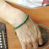 Men's Women Malachite Adjustable Braided Bracelet 925 Sterling Silver Hand-painted Bead DiyNotion BR798