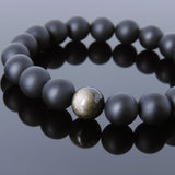 Men's Women Matte Black Onyx Golden Obsidian Bracelet Healing Gemstone DiyNotion Handmade BR713