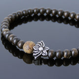 Men's Women Mala Bracelet Agarwood/Gaharu 925 Sterling Silver Lotus Bead DiyNotion Handmade  BR714