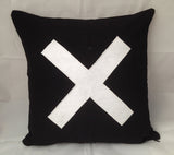 Black X Pillows, Black Felt Pillows, Sign Pillows, X accent pillows, Personalized sign pillows, 16x16, 18x18, 20x20