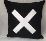 Black X Pillows, Black Felt Pillows, Sign Pillows, X accent pillows, Personalized sign pillows, 16x16, 18x18, 20x20