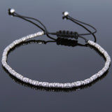 Men's Women Adjustable Braided Bracelet 925 Sterling Silver 5x2mm Barrel Beads DiyNotion BR809