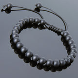 Men's Women Matte Black Onyx Adjustable Braided Bracelet DiyNotion Handmade BR811