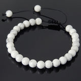 Men's Women White Howlite Adjustable Braided Bracelet DiyNotion Handmade BR812