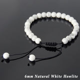 Men's Women White Howlite Adjustable Braided Bracelet DiyNotion Handmade BR812