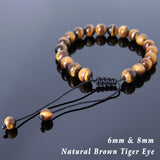 Men's Women Brown Tiger Eye Adjustable Braided Bracelet DiyNotion Handmade BR817