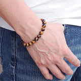 Men's Women Brown Tiger Eye Adjustable Braided Bracelet DiyNotion Handmade BR817