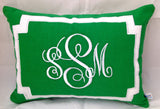 Gifts for her, Lumbar Monogram Pillow covers, Green Accent Sofa Pillows, Green Couch pillows, Green Decorative Throw Pillows