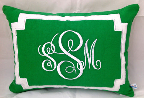Gifts for her, Lumbar Monogram Pillow covers, Green Accent Sofa Pillows, Green Couch pillows, Green Decorative Throw Pillows