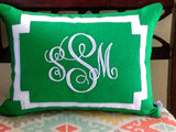 Gifts for her, Lumbar Monogram Pillow covers, Green Accent Sofa Pillows, Green Couch pillows, Green Decorative Throw Pillows